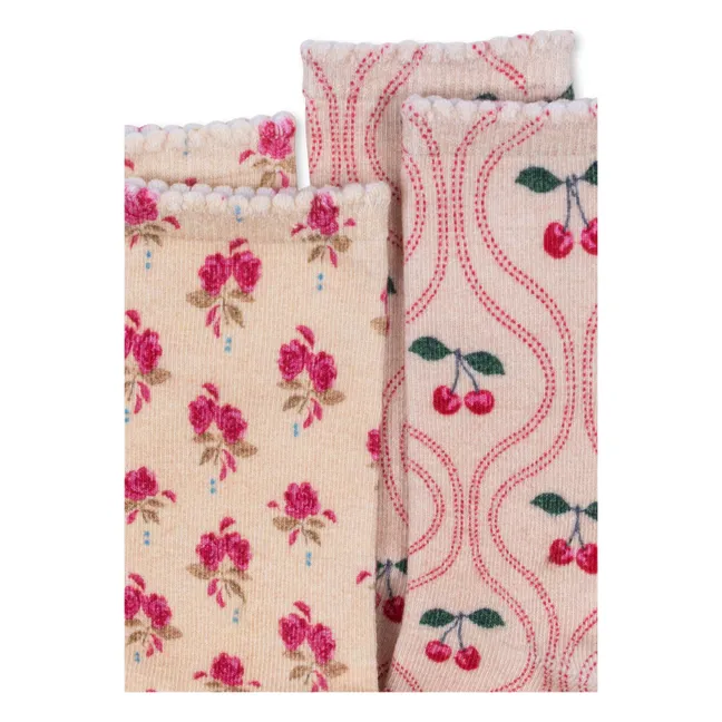 Lot de 2 Paires de Chaussettes Mi Hautes Cerises | Rose