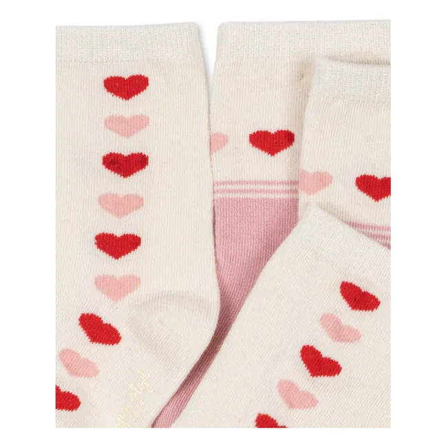 Lot de 2 Paires de Chaussettes Jacquard Cœurs | Ecru