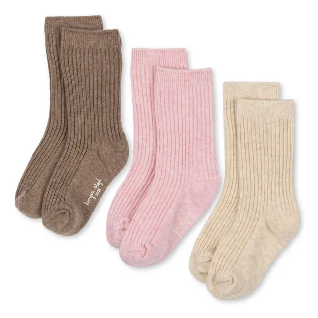 Set of 3 Pairs of Ribbed Socks | Pink