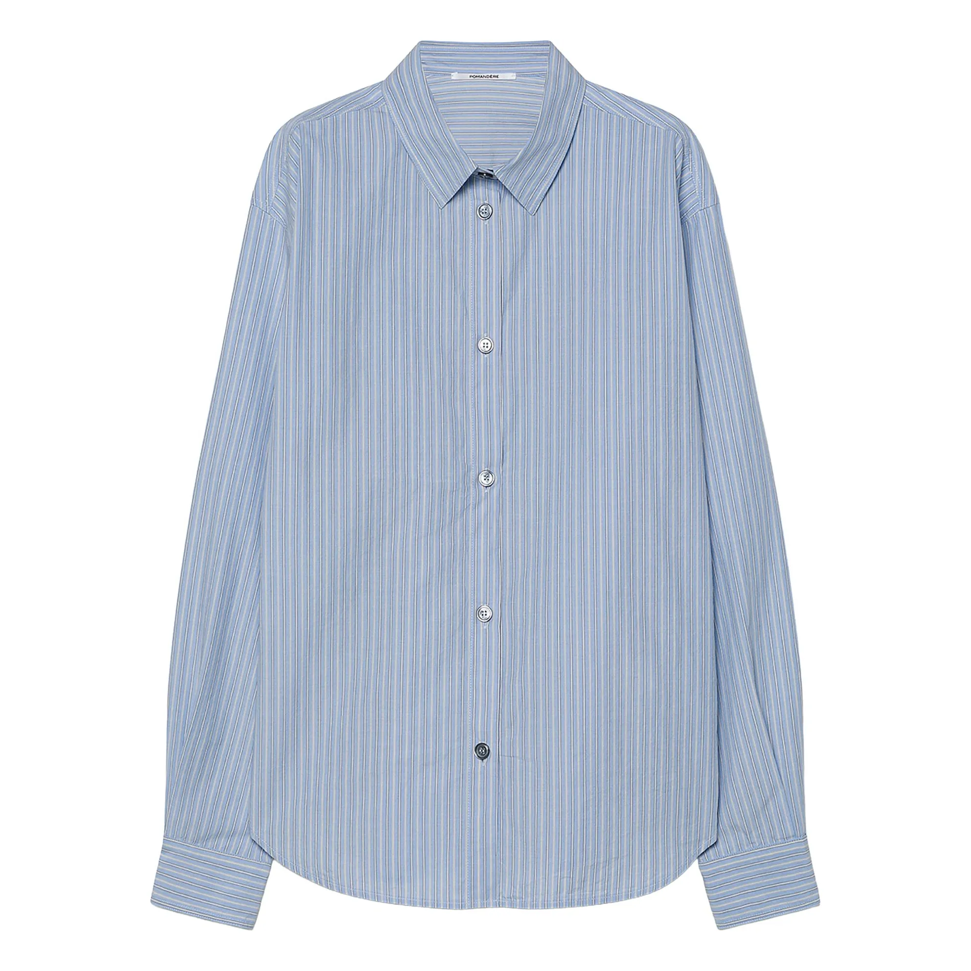 Pomandère Blue Striped Cotton Poplin Shirt
