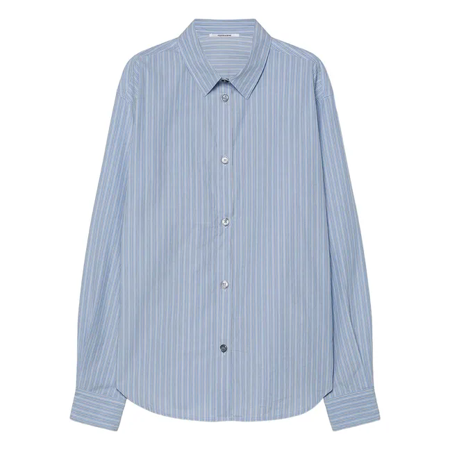 Camicia in popeline di cotone a righe | Blu