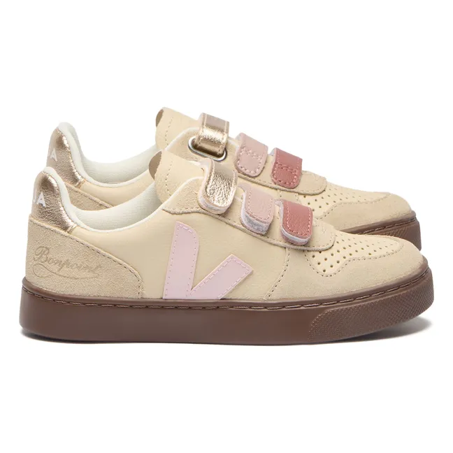 Veja x Bonpoint Kollaboration - V-10 Leder O.T. Scratch Sneakers | Beige