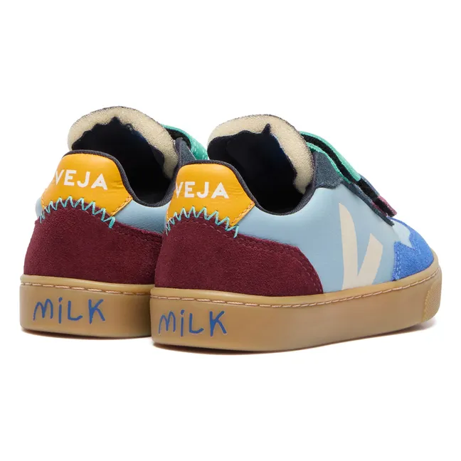 Collaboration Veja x Milk - Baskets Scratchs V-90 Cuir O.T. | Bleu ciel