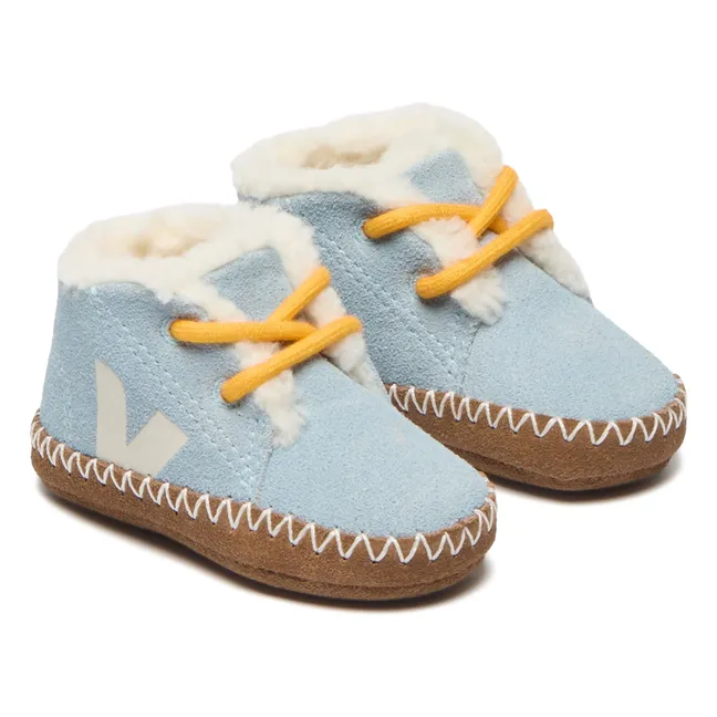 Veja x Milk Zusammenarbeit - Baby Winter Suede Lace-up Slippers | Hellblau