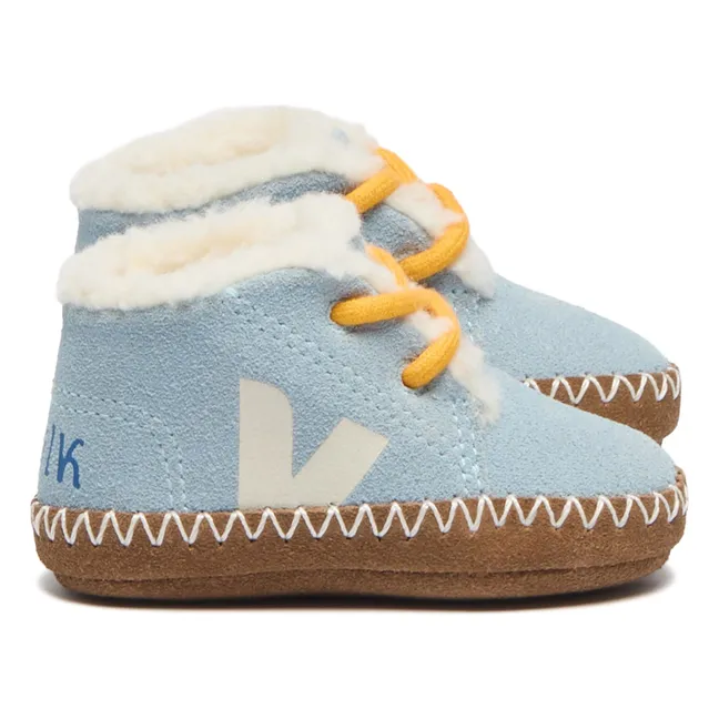 Veja x Milk Zusammenarbeit - Baby Winter Suede Lace-up Slippers | Hellblau