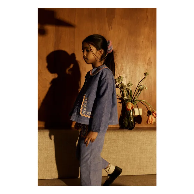 Duchesse-Jacke aus geripptem Velours | Blau