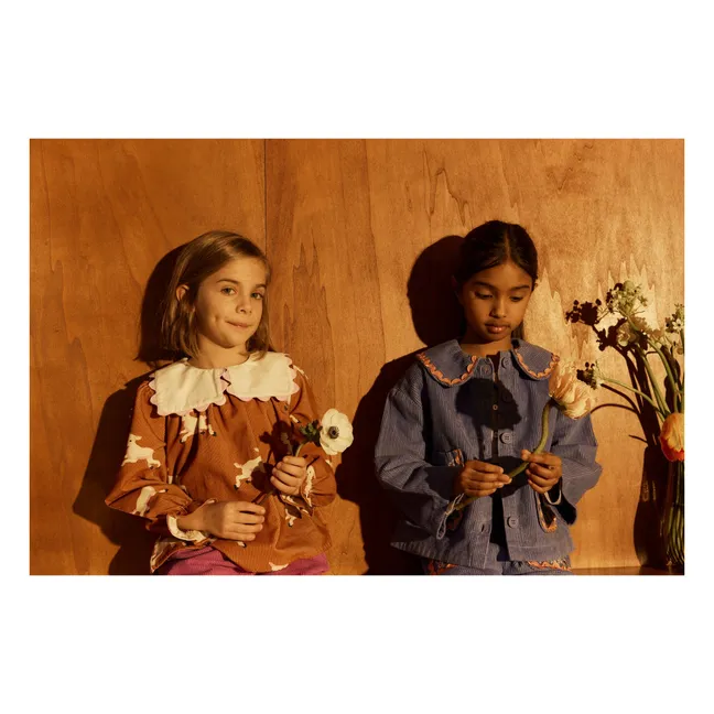 Duchesse-Jacke aus geripptem Velours | Blau