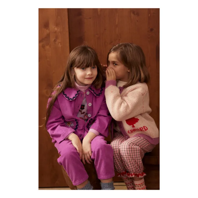 Duchesse-Jacke aus geripptem Velours | Rosa