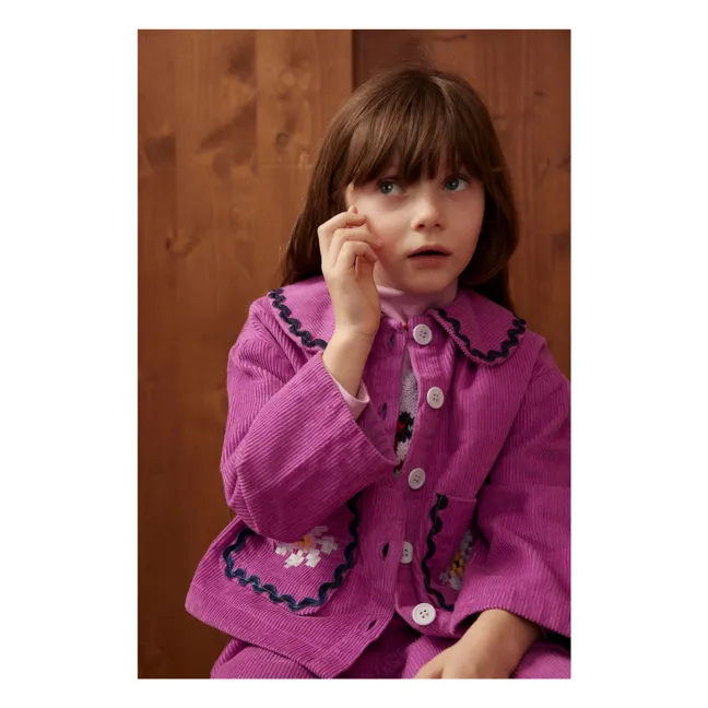 Duchesse-Jacke aus geripptem Velours | Rosa