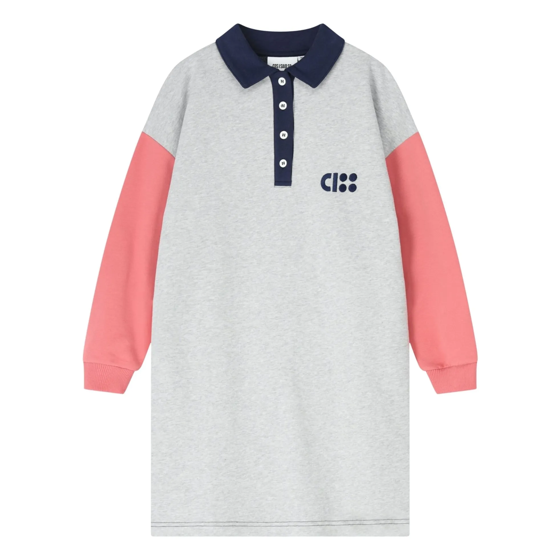 Cos I Said So Girls Grey Organic Cotton Polo Dress