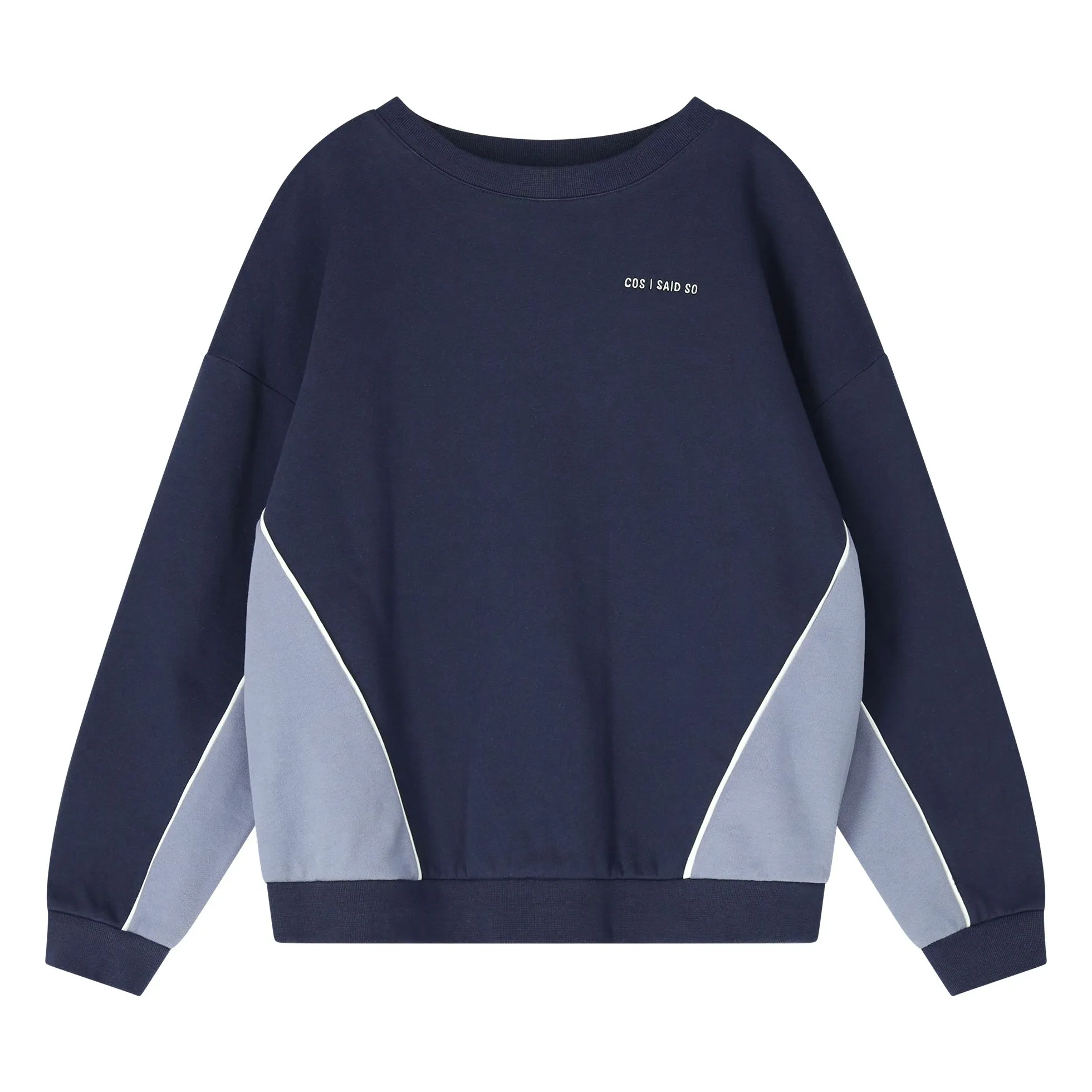 Cos I Said So Navy Blue Colorblock Organic Cotton Sweatshirt