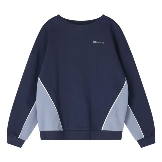 Felpa in cotone organico colorblock | Blu marino