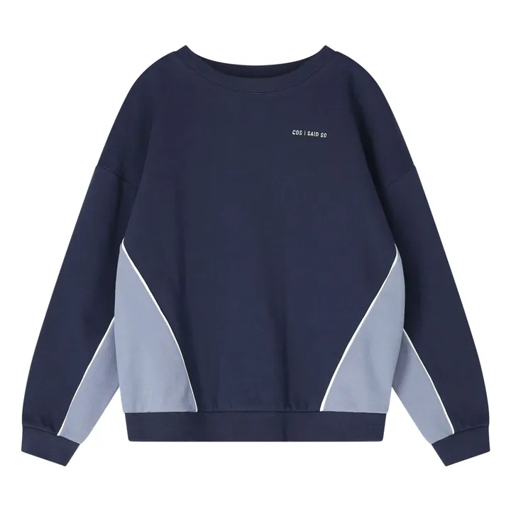 Sudadera de algodón orgánico con bloques de color | Azul Marino- Imagen del producto n°0