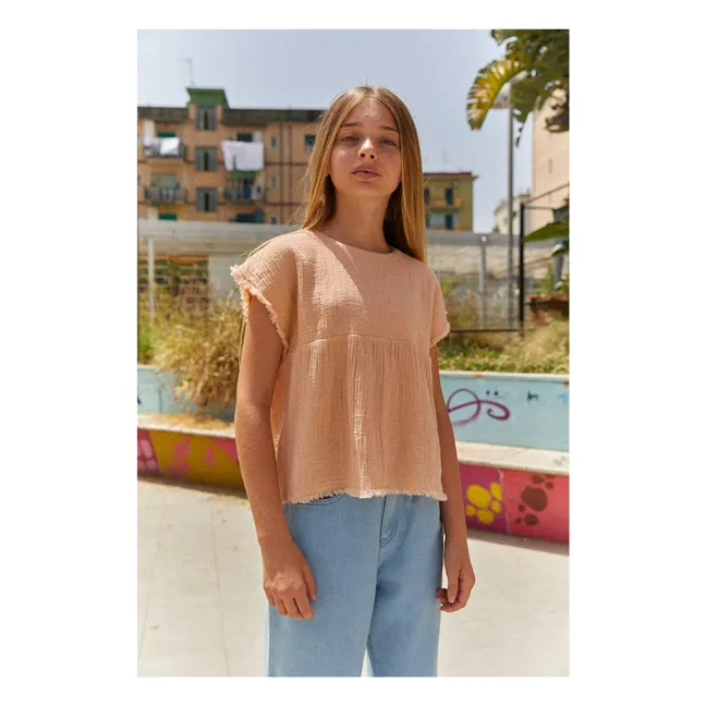 Top en Gaze Coton Bio | Rose