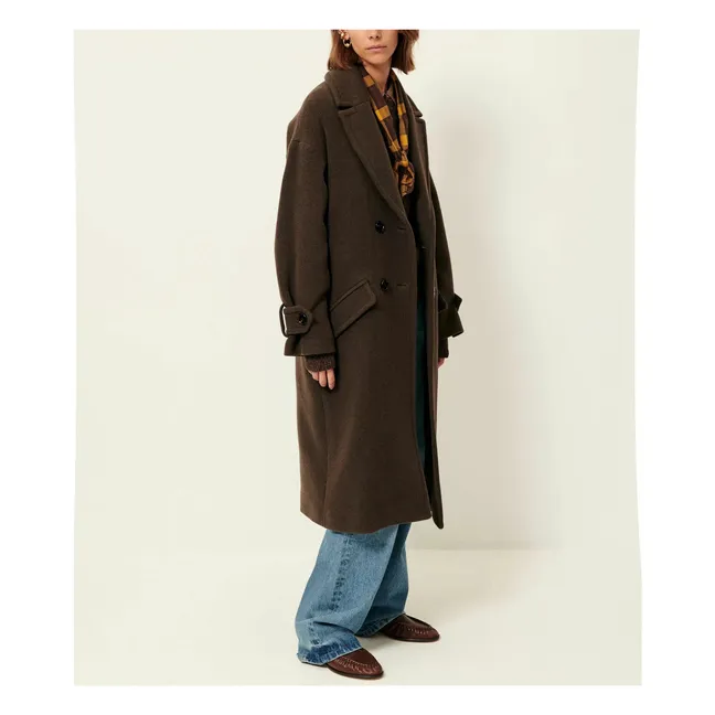 Cappotto Mia in lana riciclata | Vert Lichen