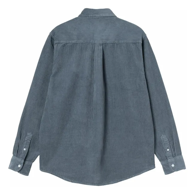 Madison L/S Velvet Shirt | Ice Blau