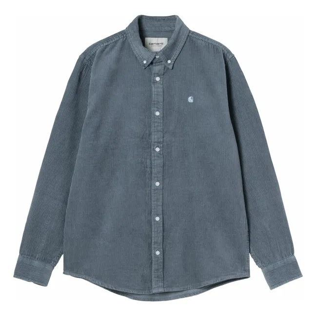 Madison L/S Velvet Shirt | Ice Blau