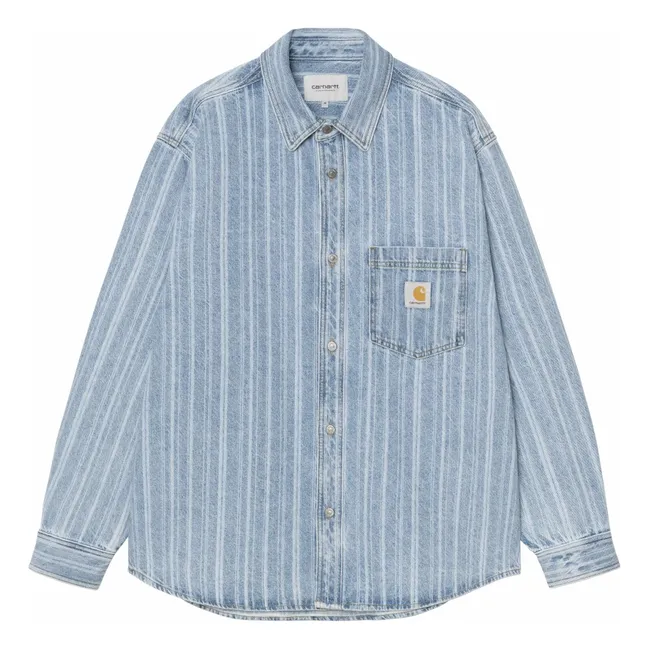 Sur-Chemise Rylan Hampton Rayée | Denim bleached