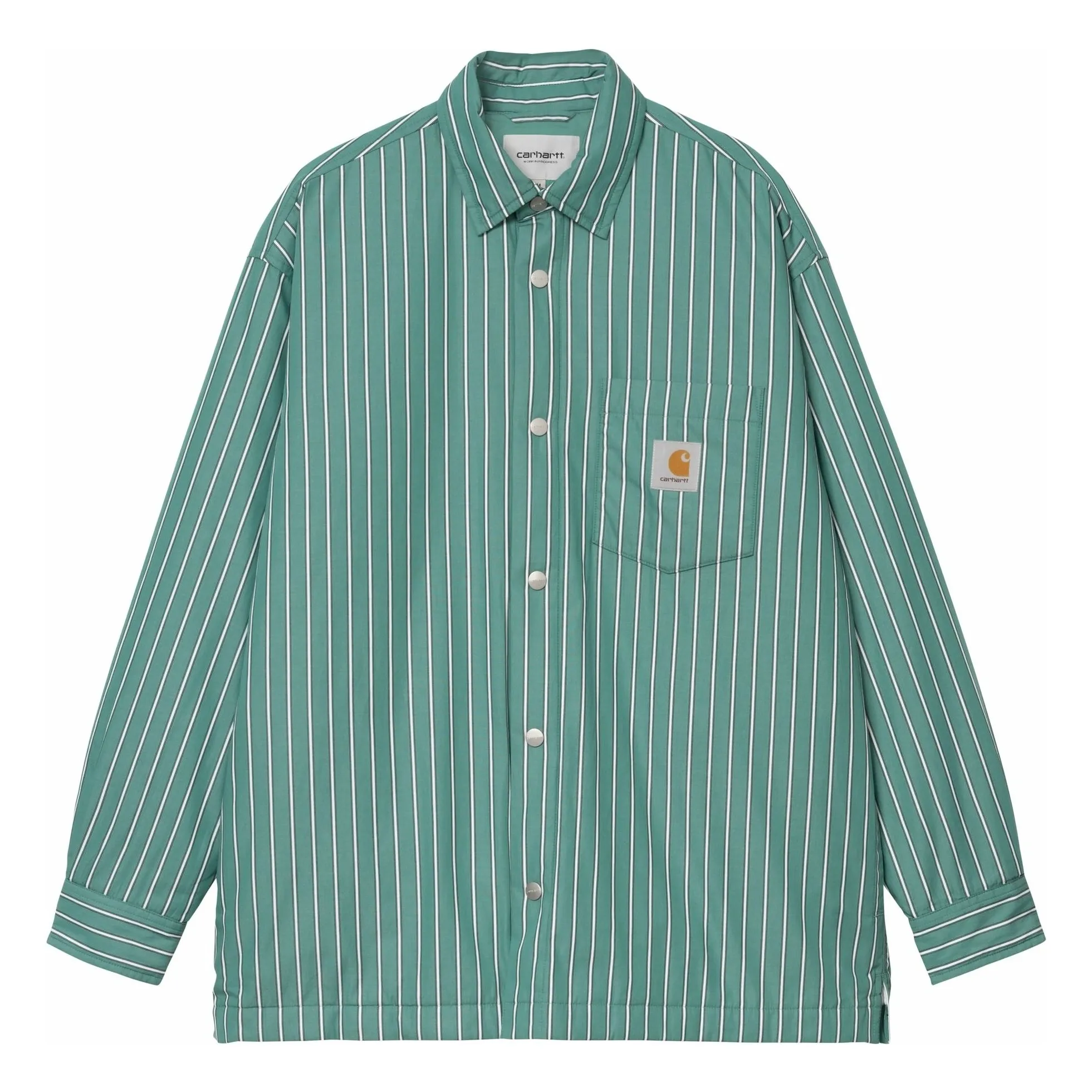 Carhartt Wip Green Grimsby Stripe Cotton Poplin Overshirt