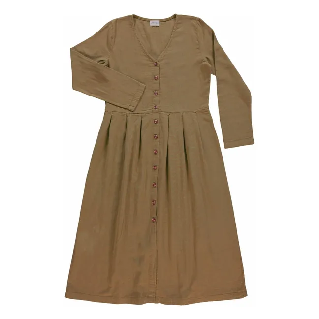 Ipomée Kleid aus doppelter Baumwollgaze - Damenkollektion | Haselnussbraun