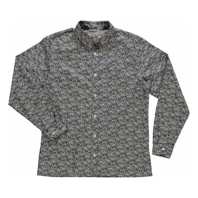 Chemise Capucine Fleurie Voile de Coton - Collection Femme | Bleu Vert