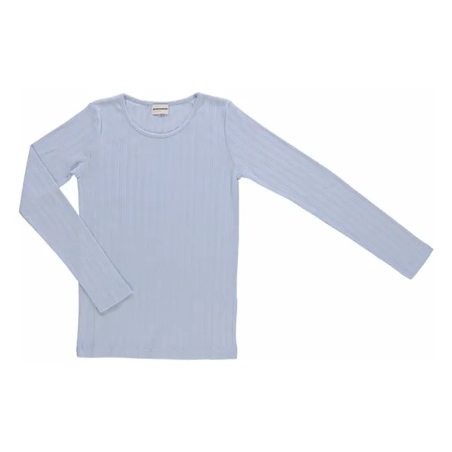 T-shirt Eglantine Côtelé Pointelle - Collection Femme | Bleu