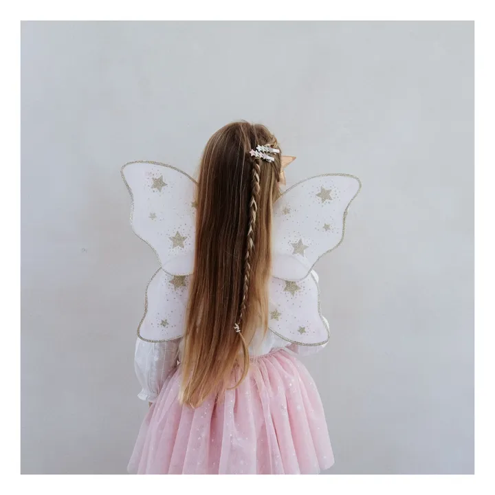 Alas De Hada Blancas Con Varita Brillante – Accesorio De Disfraz De 41x49 Cm Con Detalles Que Brillan, Perfecto Para Carnaval Y Fiestas Infantiles