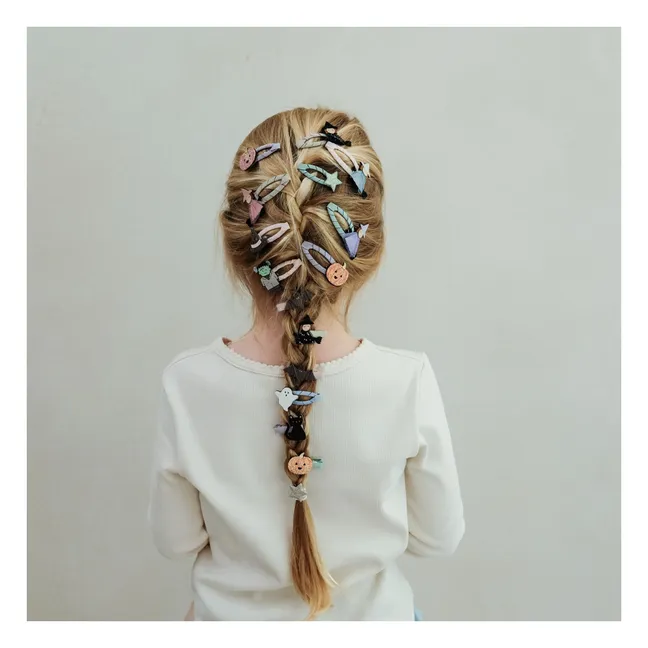 Confezione da 5 mini barrette per capelli di Halloween | Nero