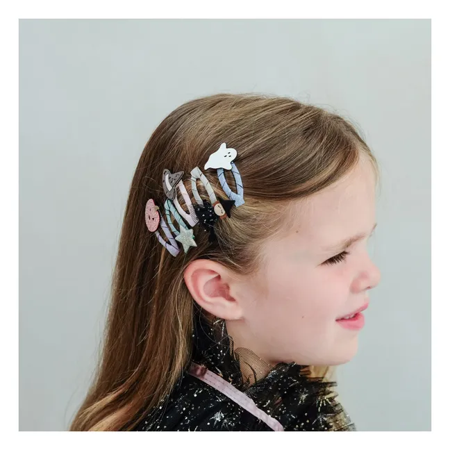 Confezione da 5 mini barrette per capelli di Halloween | Nero