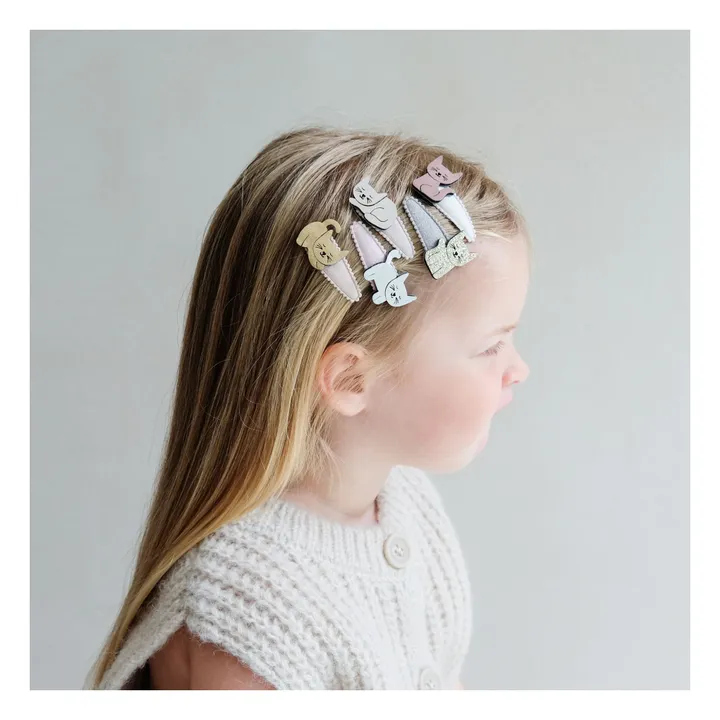 Lot de 5 Mini Barrettes Kitty Cat | Rose- Image produit n°1