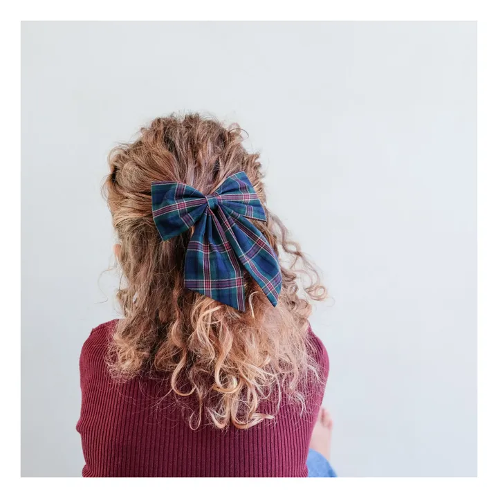 Lot de 2 Barrettes Agnes Tartan | Vert- Image produit n°2