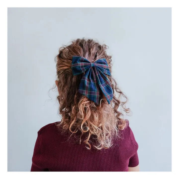 Lot de 2 Barrettes Agnes Tartan | Vert- Image produit n°1