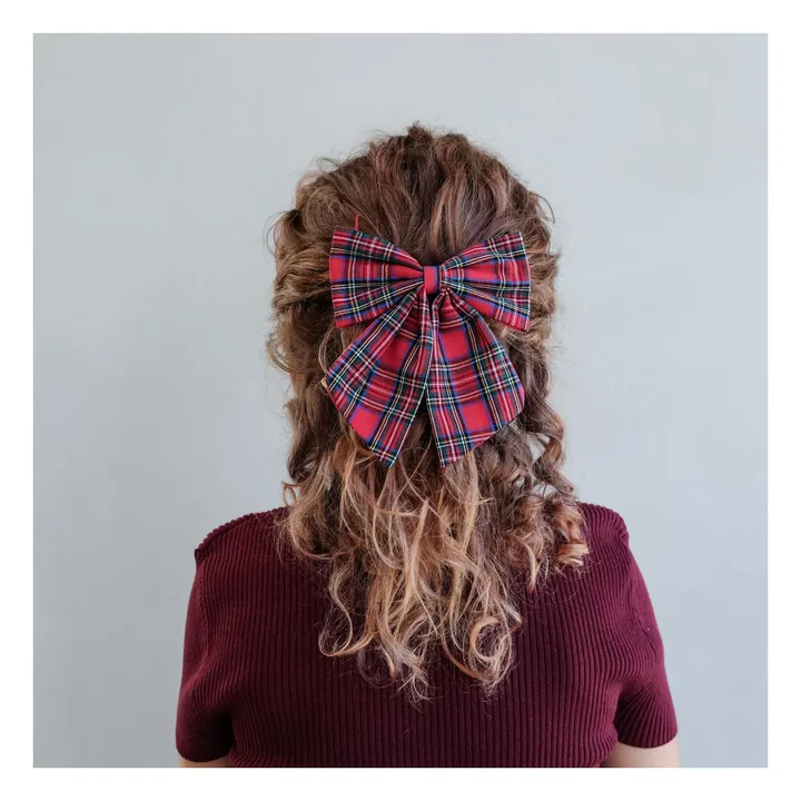 Lot de 2 Barrettes Agnes Tartan | Rouge- Image produit n°2