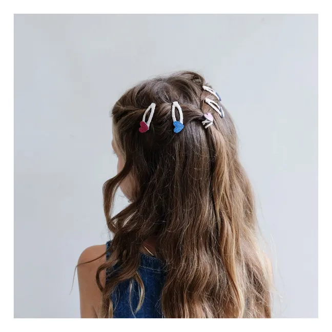 Lot de 5 Mini Barrettes Jazzy Heart | Rose