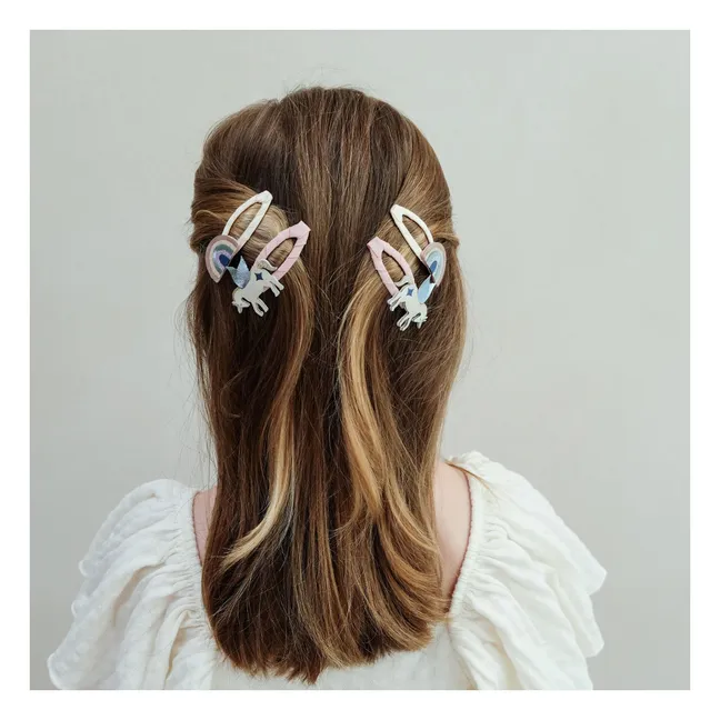 Lot de 4 Barrettes Unicorn | Rose