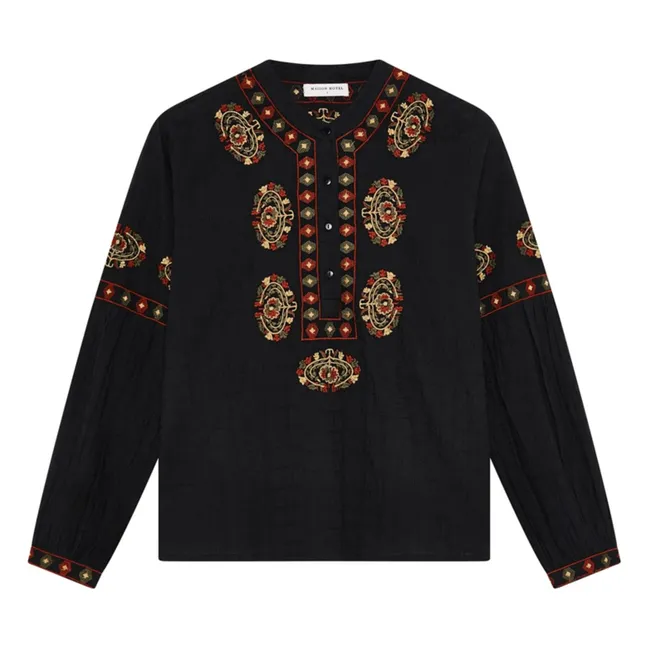 Blouse Chandelier Bruna Coton Flammé | Black