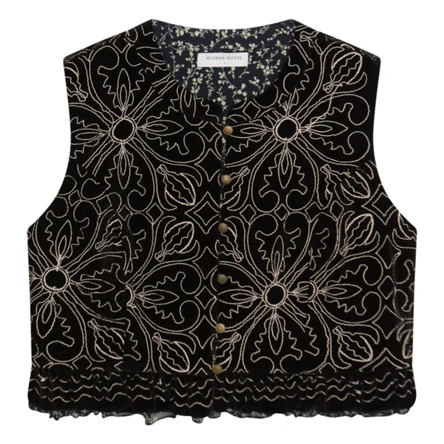 Night Lilly Marceline Velvet Sleeveless Jacket | Black