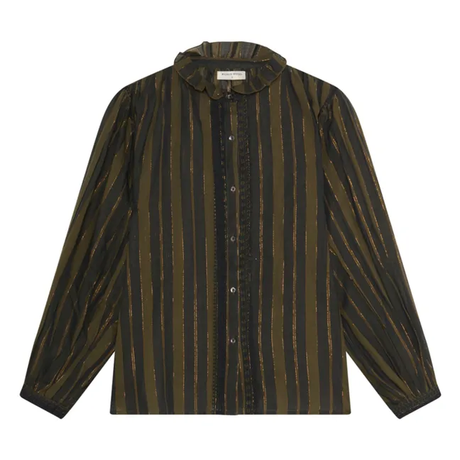 Rustic Charm Anika Voile de Coton blouse | Khaki