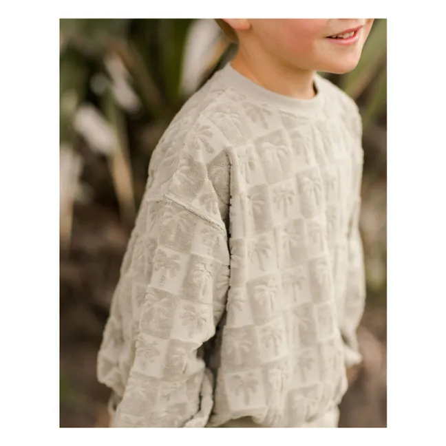 Frottee-Sweatshirt Palmen | Salbei