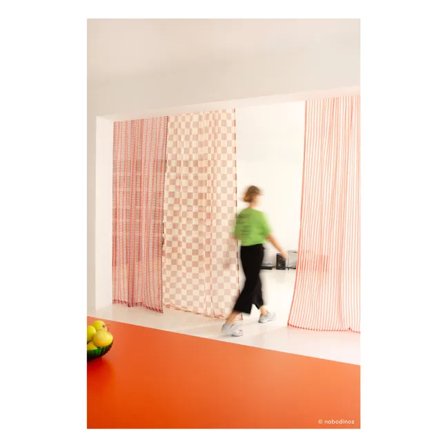 Wendy Stripes cotton voile curtain | Red