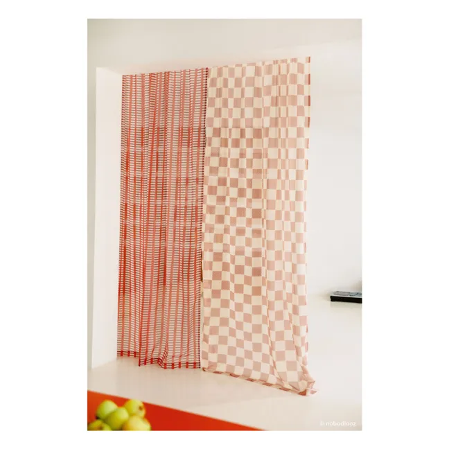 Rideau en voile de coton Wendy Stripes | Rouge