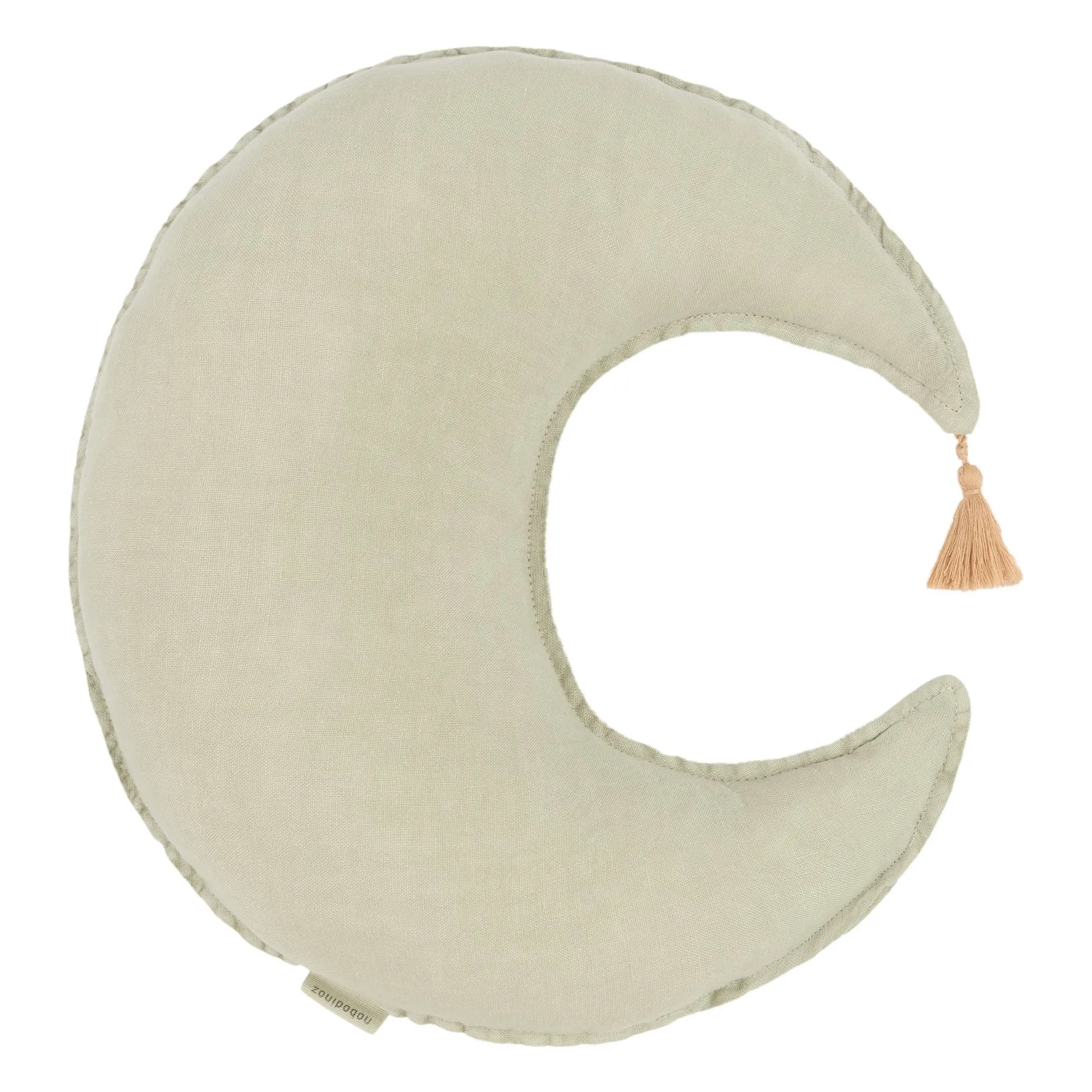 Nobodinoz Matcha Green Lune Cushion - French Linen