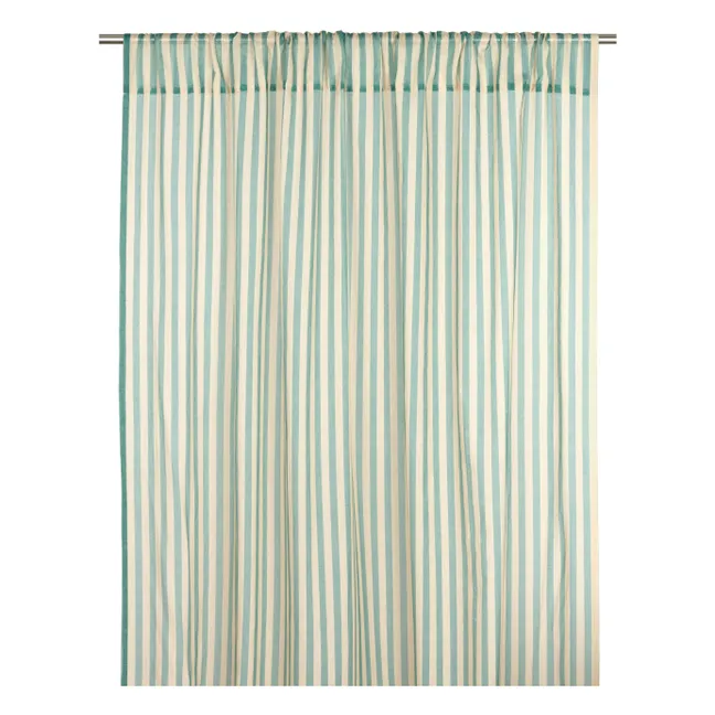 Vorhang aus Baumwollvoile Wendy Checks | Turquoise