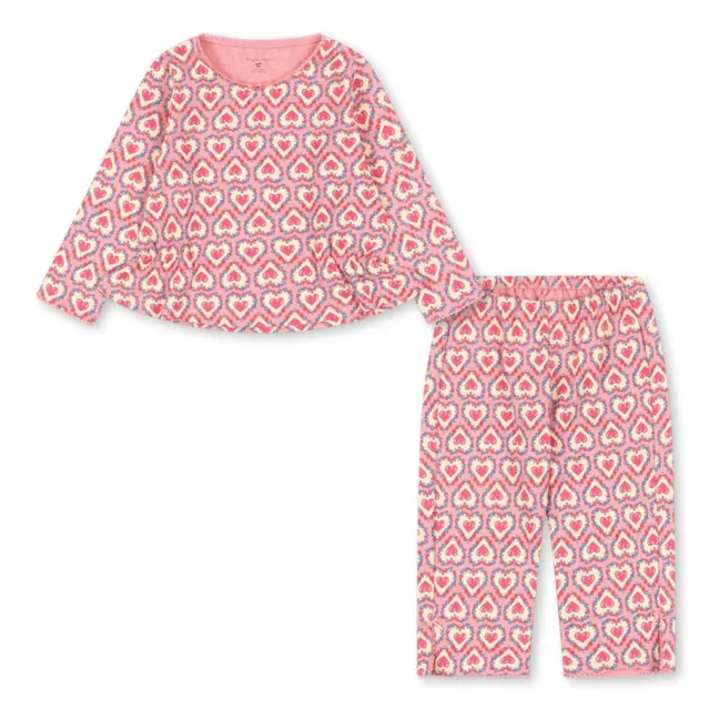 Organic cotton hearts blouse and pants set | Beige