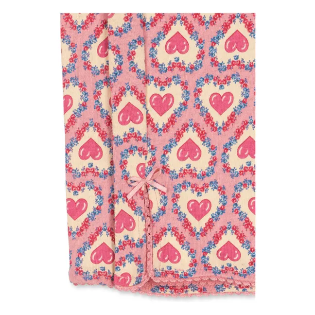 Organic cotton hearts blouse and pants set | Beige