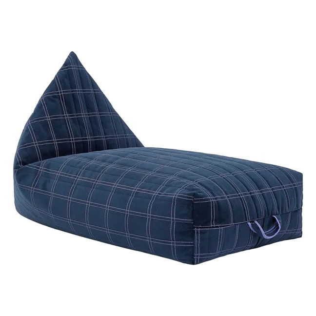 Pouf long Oasis en eco-velours | Bleu marine