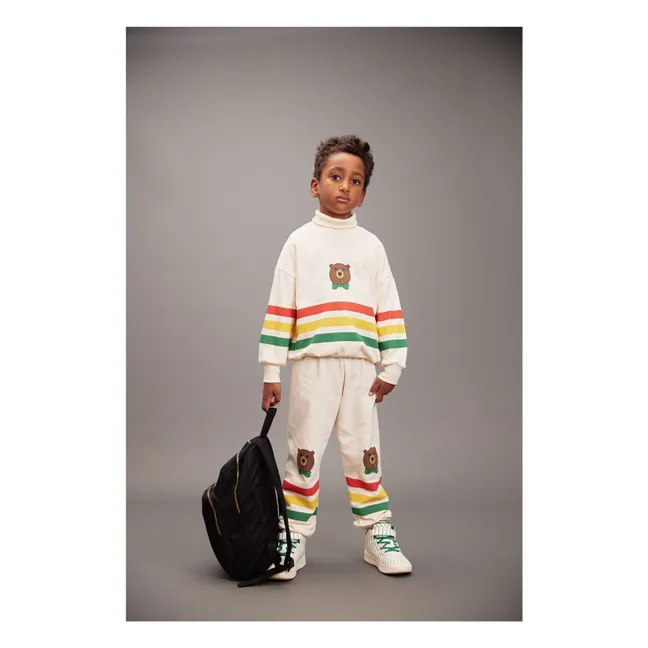 Jogger Ours Rayures Coton Bio | Ecru