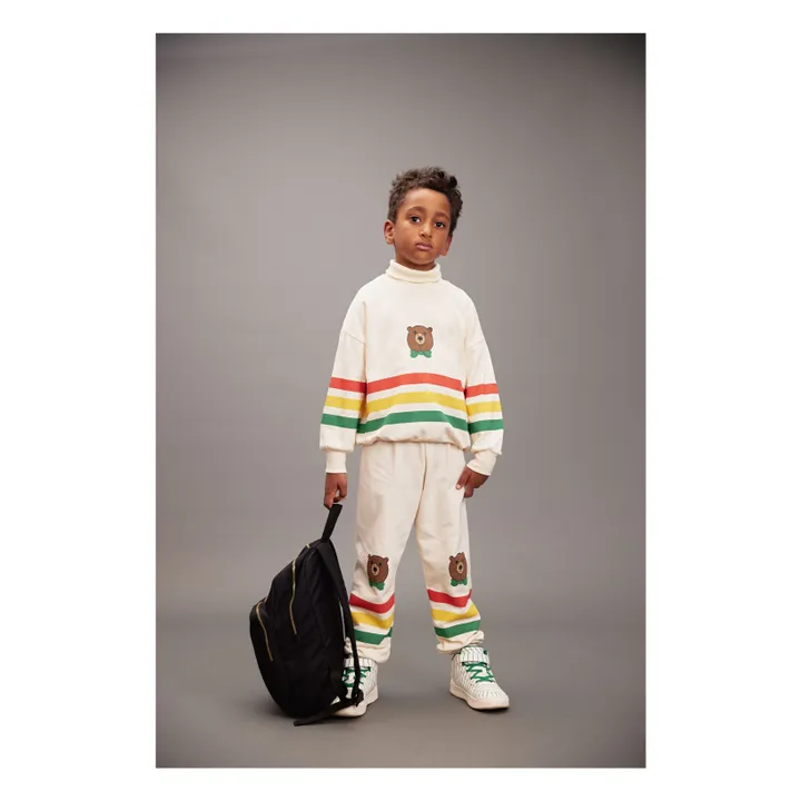 Jogger Oso a Rayas de Algodón Ecológico | Crudo- Imagen del producto n°1
