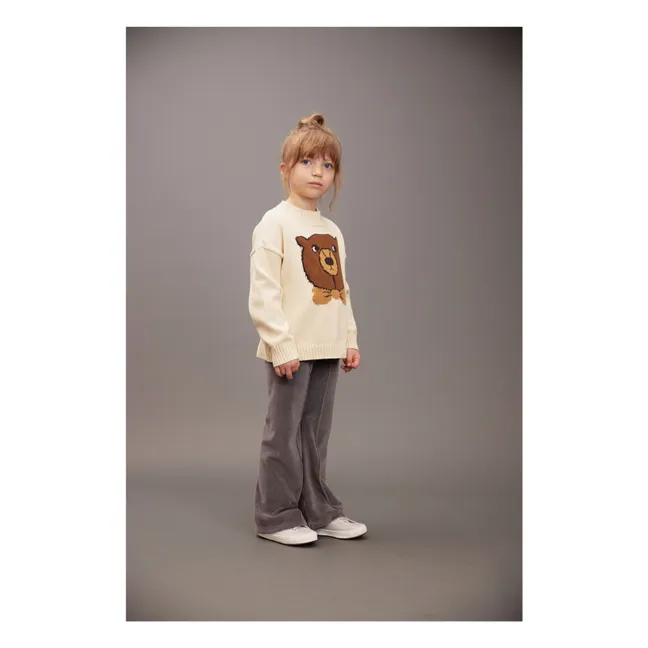 Intarsia Organic Cotton Bear Sweater | Ecru