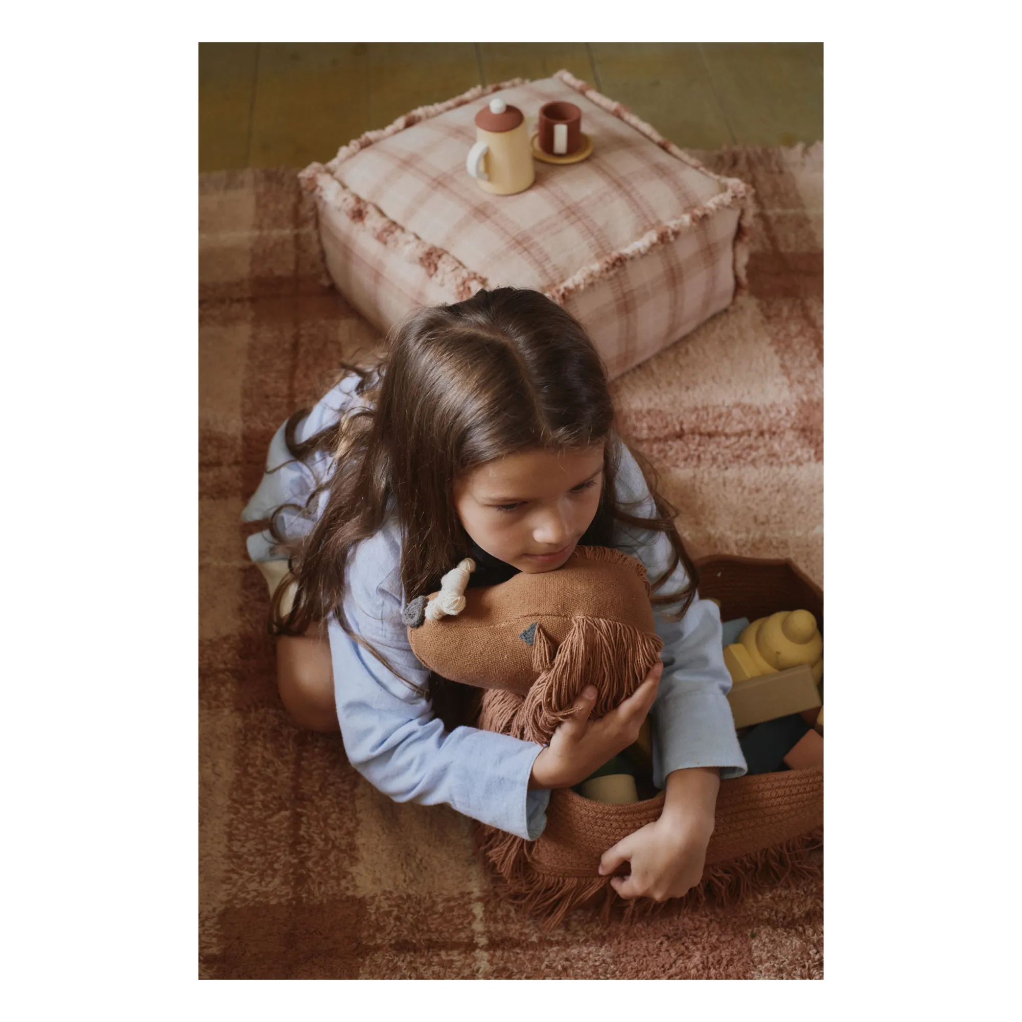 Pouf Tartan | Vieux Rose- Image produit n°5